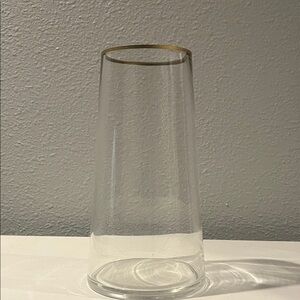 Elegant Clear Glass Vase with Gold Rim perfect for countertop and adding flowers
